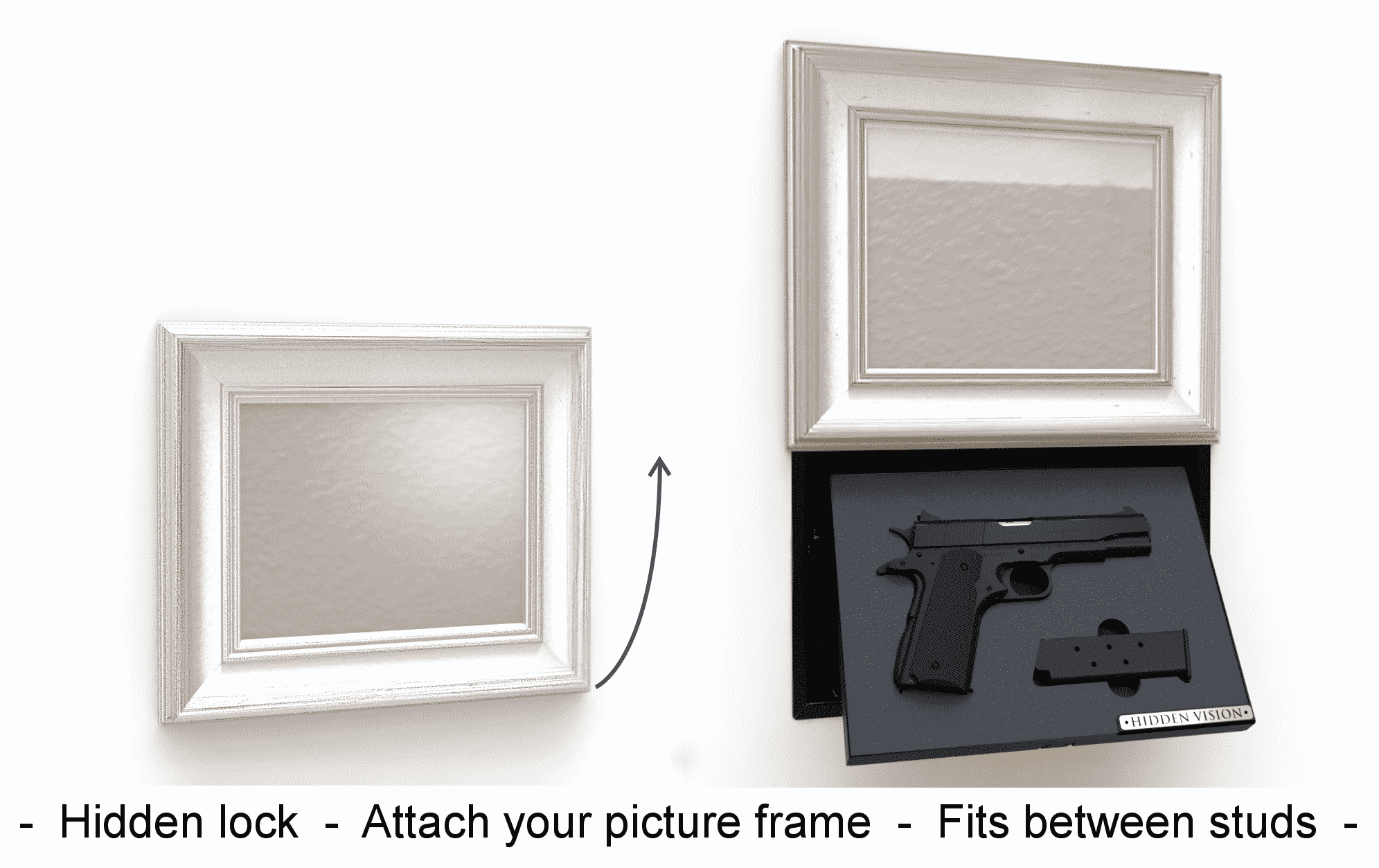 Automated hidden gun storage behind mirror or picture – Hidden Vision